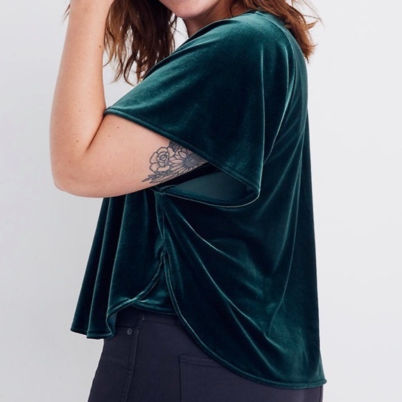 Madewell Velvet Butterfly Top Green Size 3X - Picture 2 of 4